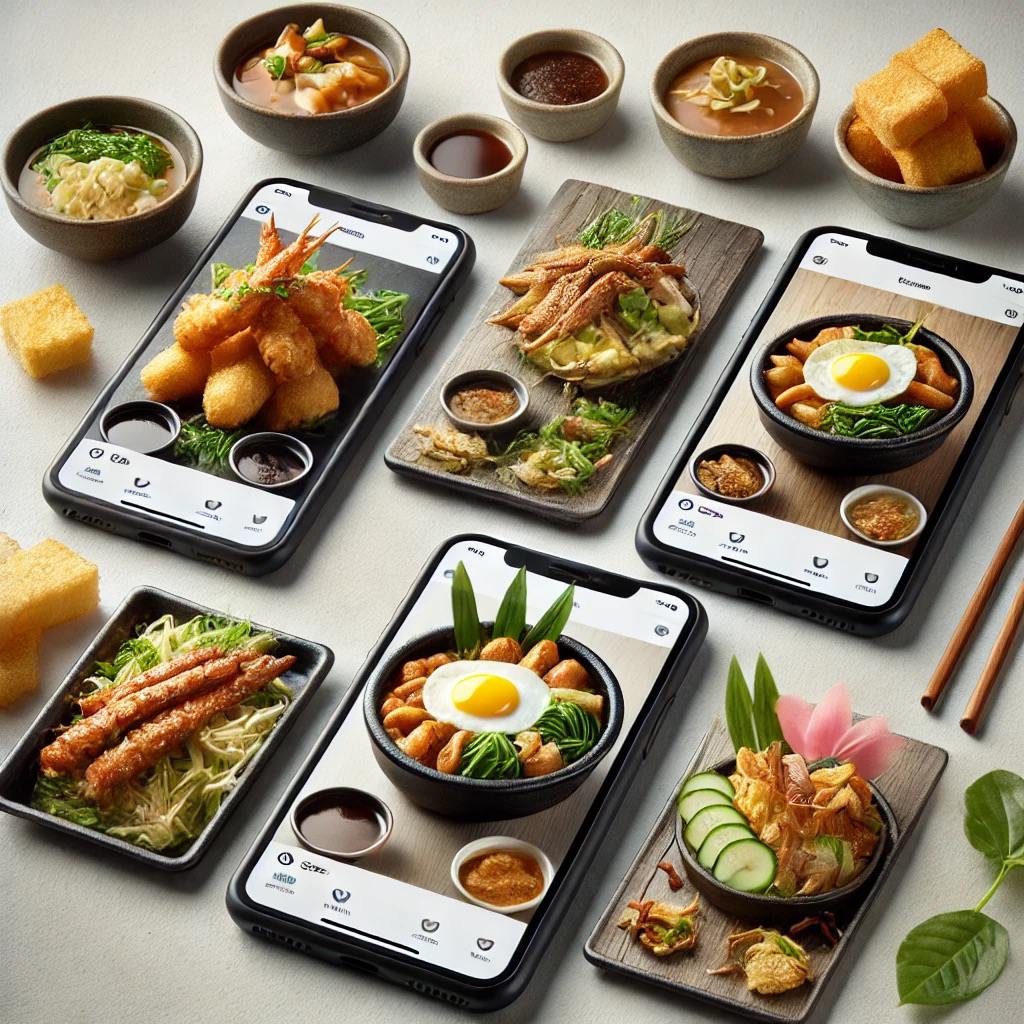 Food delivery app interface showcasing menu items